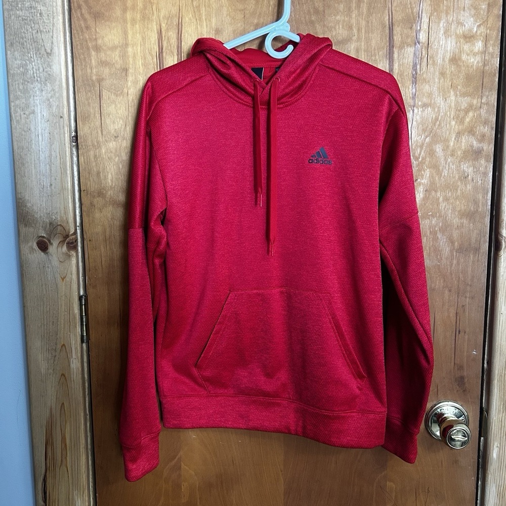 Adidas Climawarm Hoodie Mens Size Small Red Logo Hooded Sweatshirt
